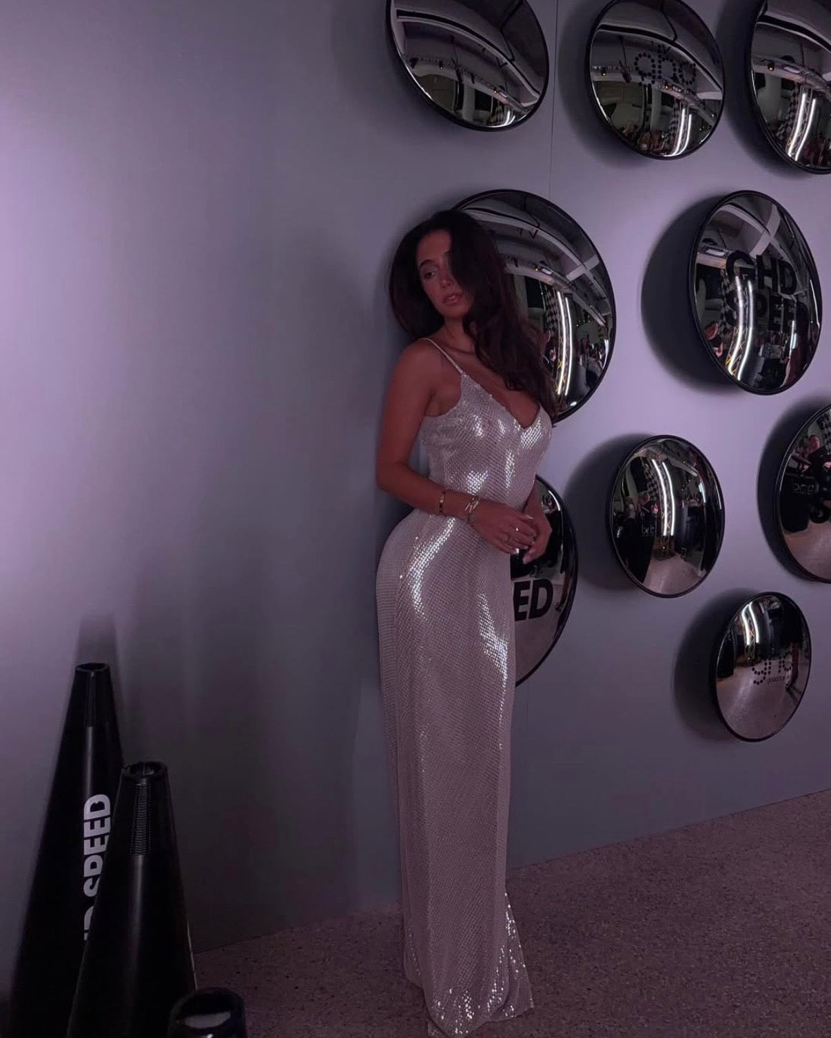 High Voltage Slip Dress - Nude Silver