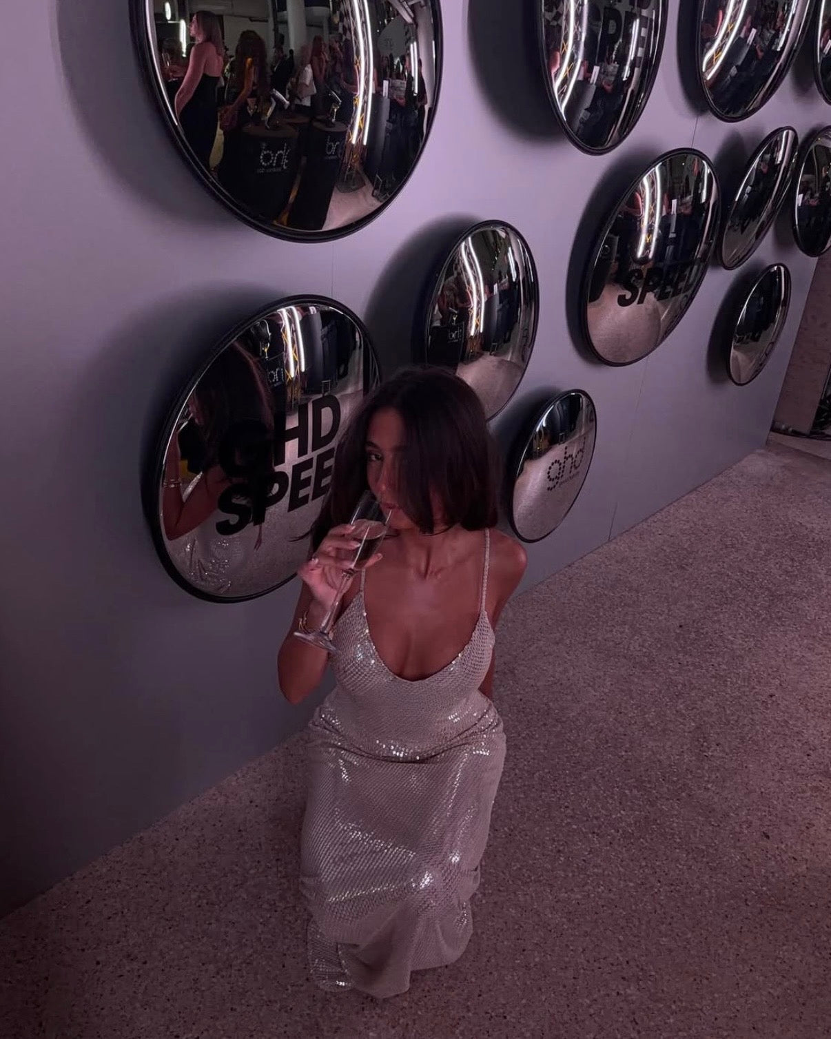High Voltage Slip Dress - Nude Silver