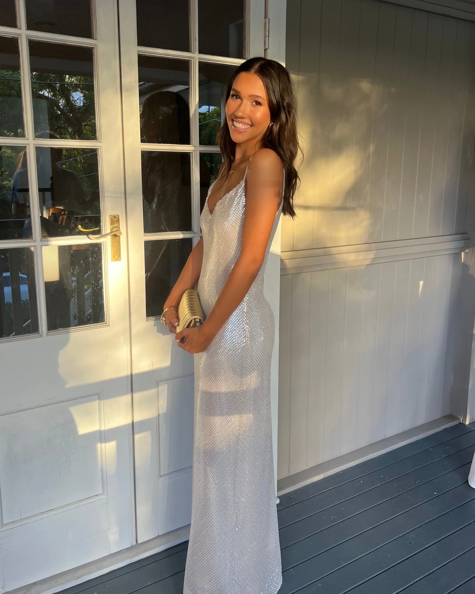 High Voltage Slip Dress - Nude Silver