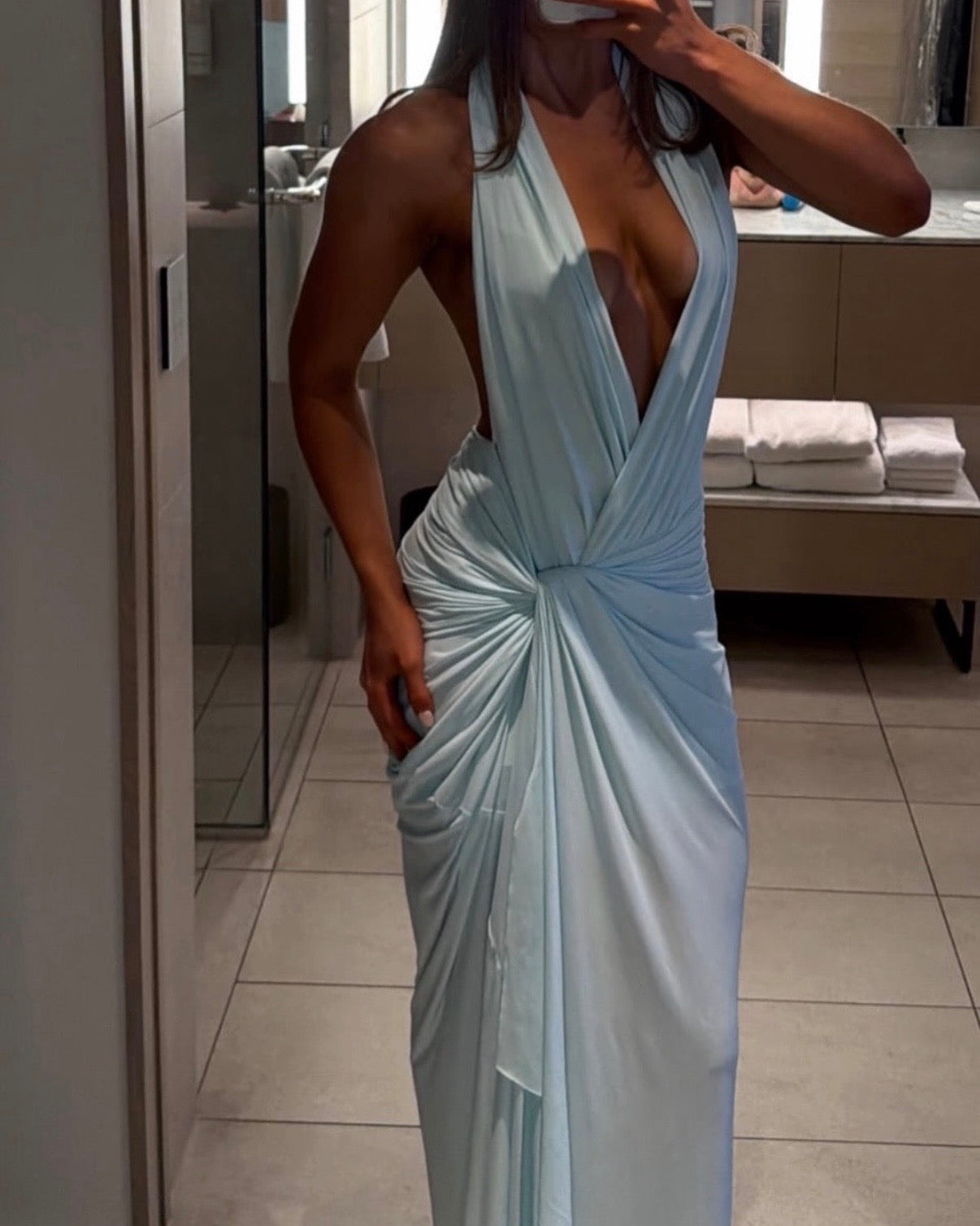 Clementine Twist Dress in Arctic Blue