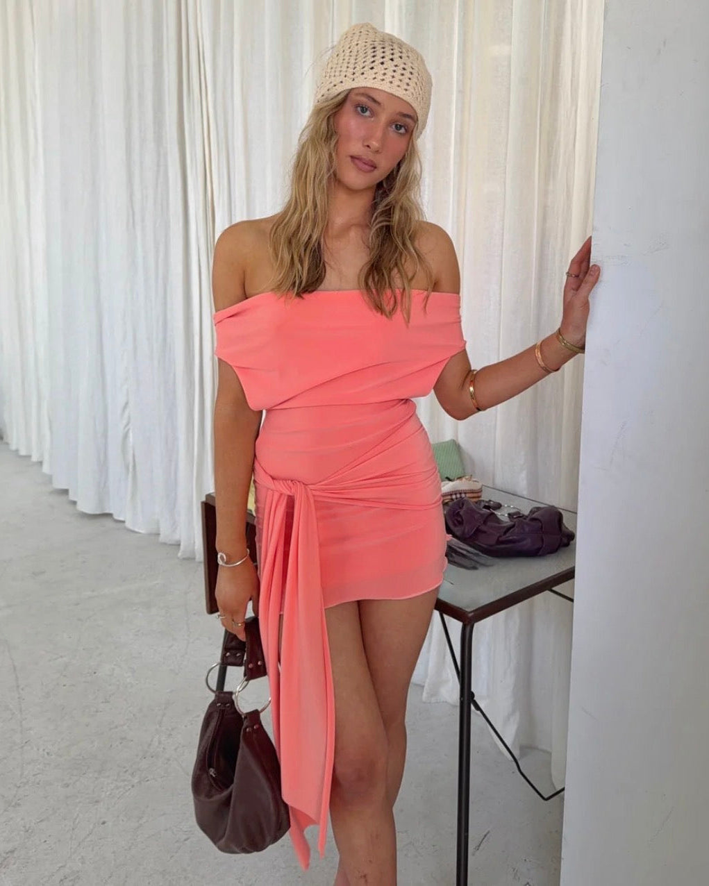 Olivia Mini Dress - Peach