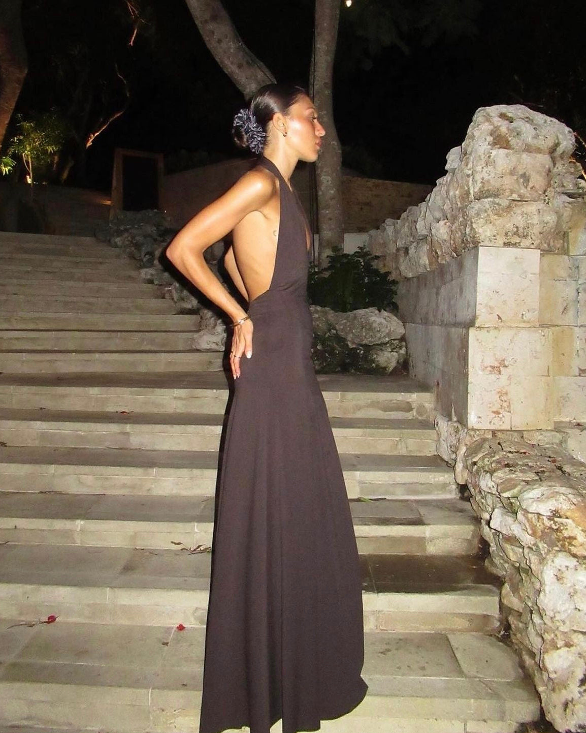 Blanche Halter Maxi Dress - Espresso