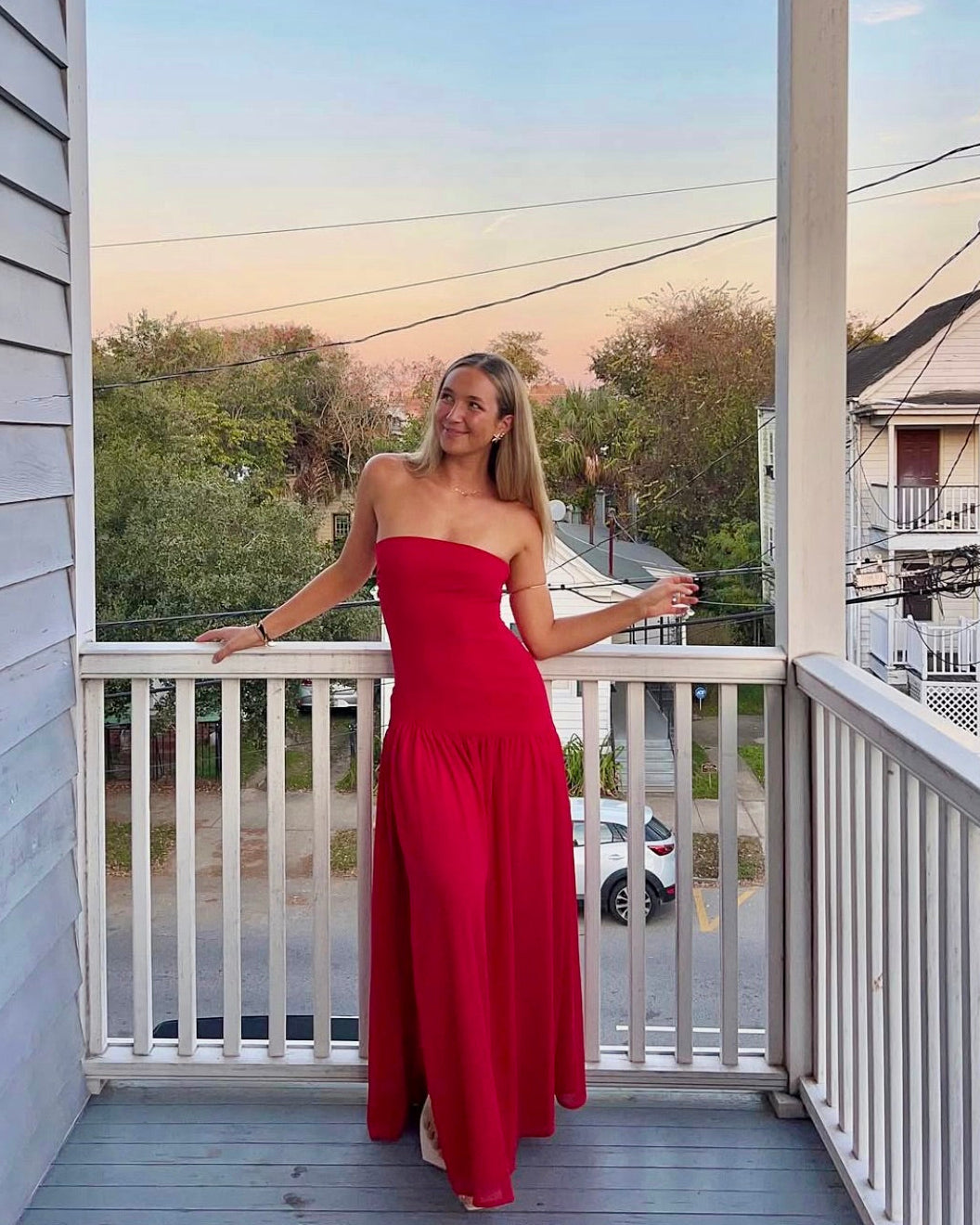 Eden Strapless Maxi Dress - Red