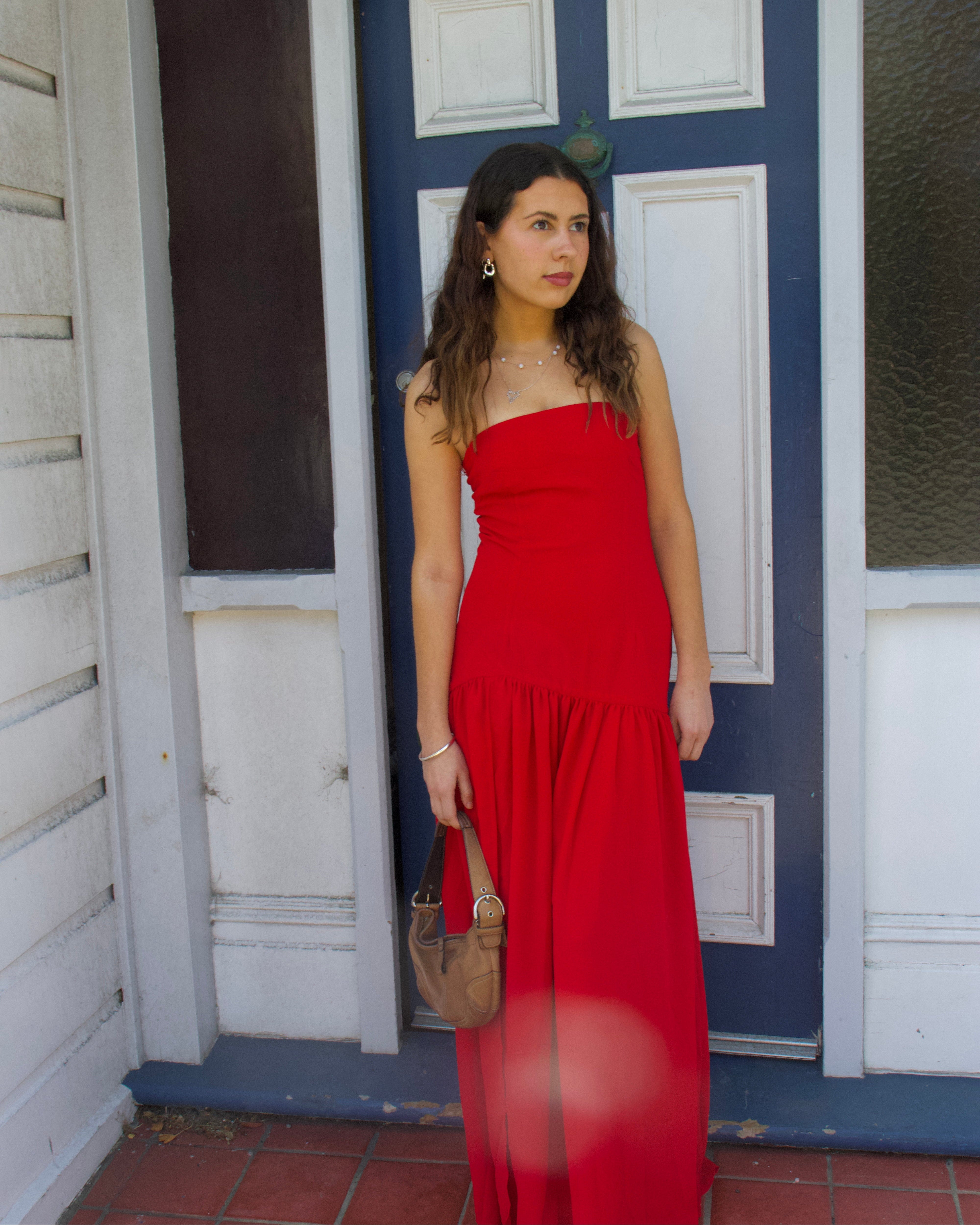 Eden Strapless Maxi Dress - Red