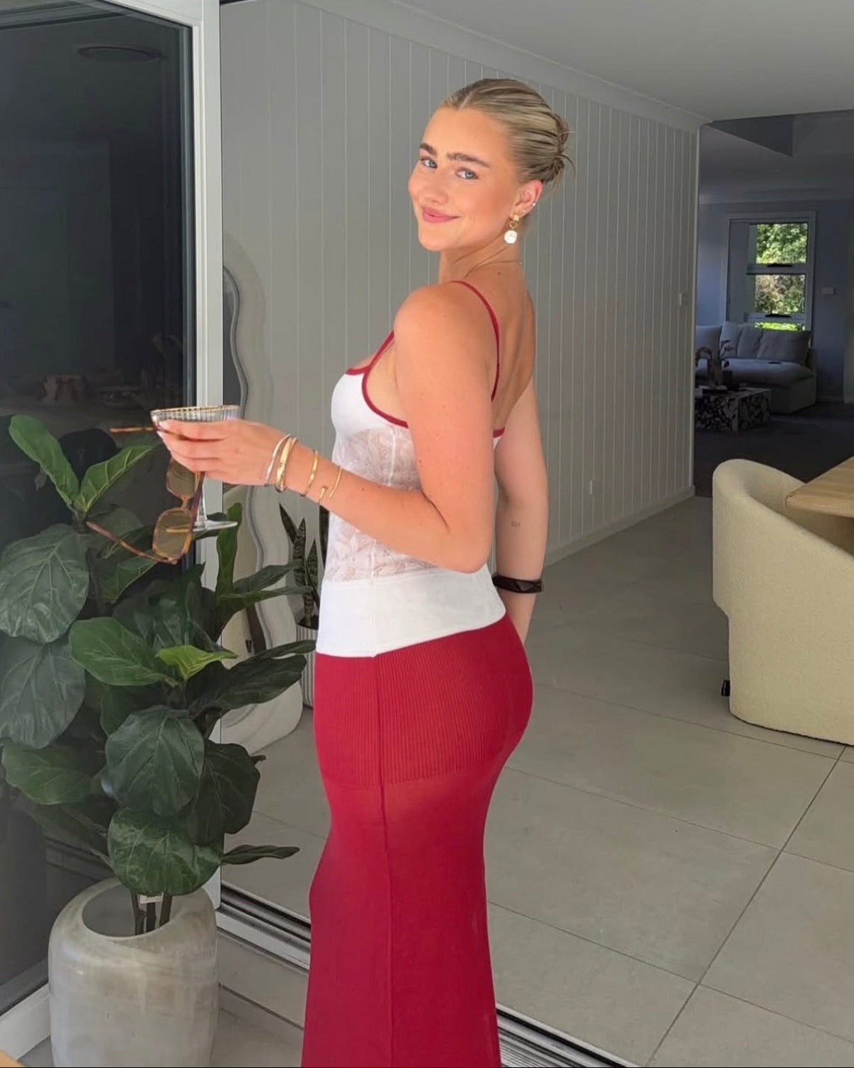 Alfie Knit Maxi Dress - Red