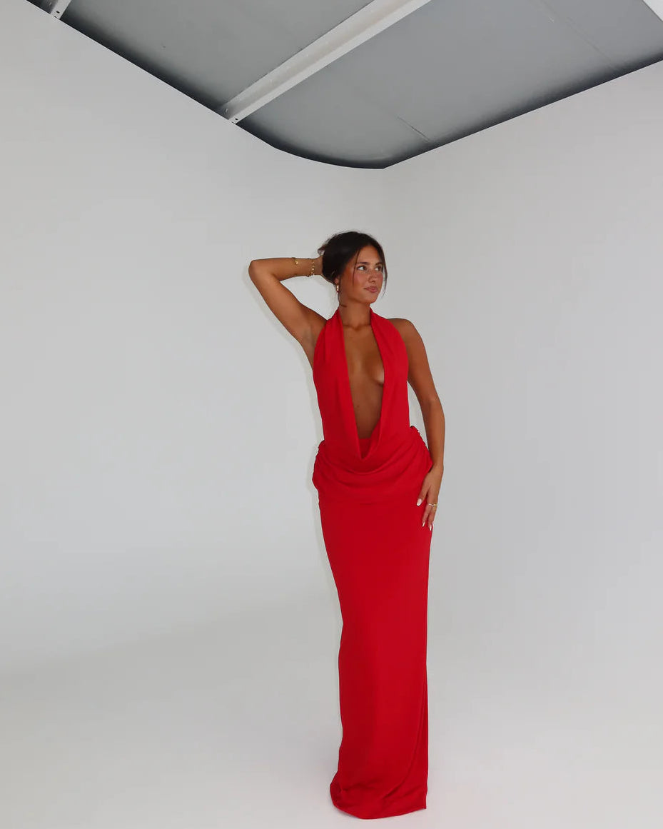 Vanessa Jersey Dress - Cherry