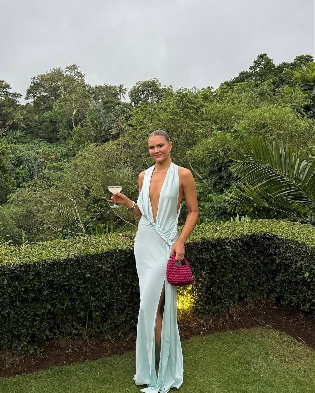 Harlow Satin Dress - Ice Blue