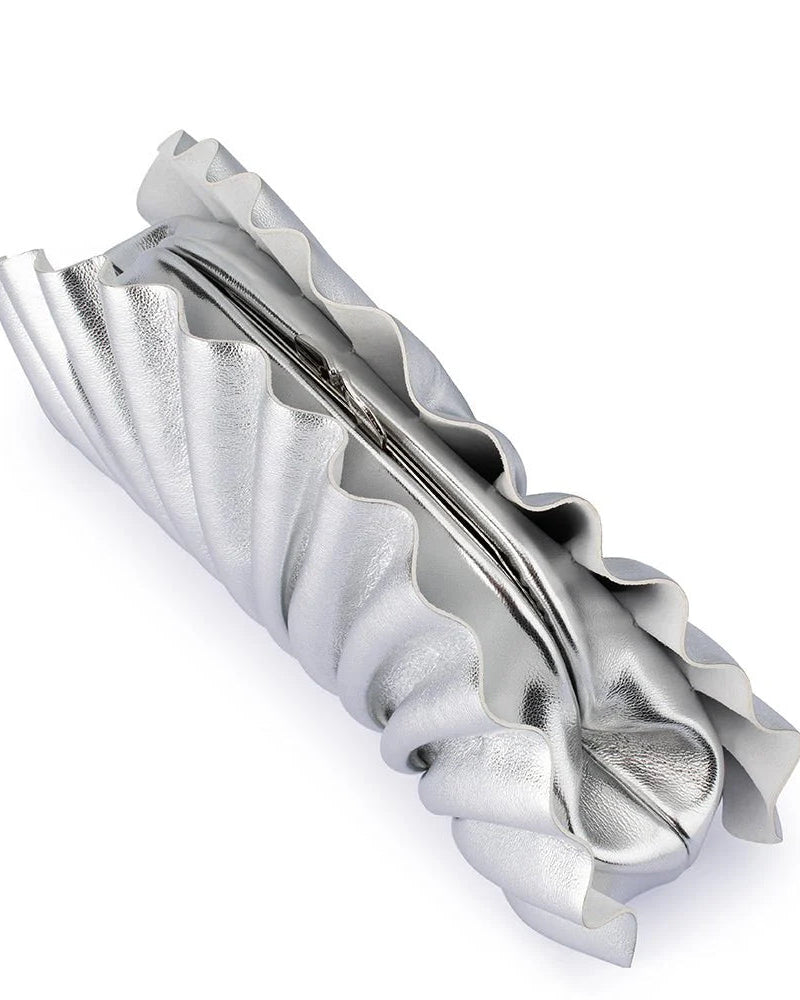 Hollie Pleated Clutch – Silver