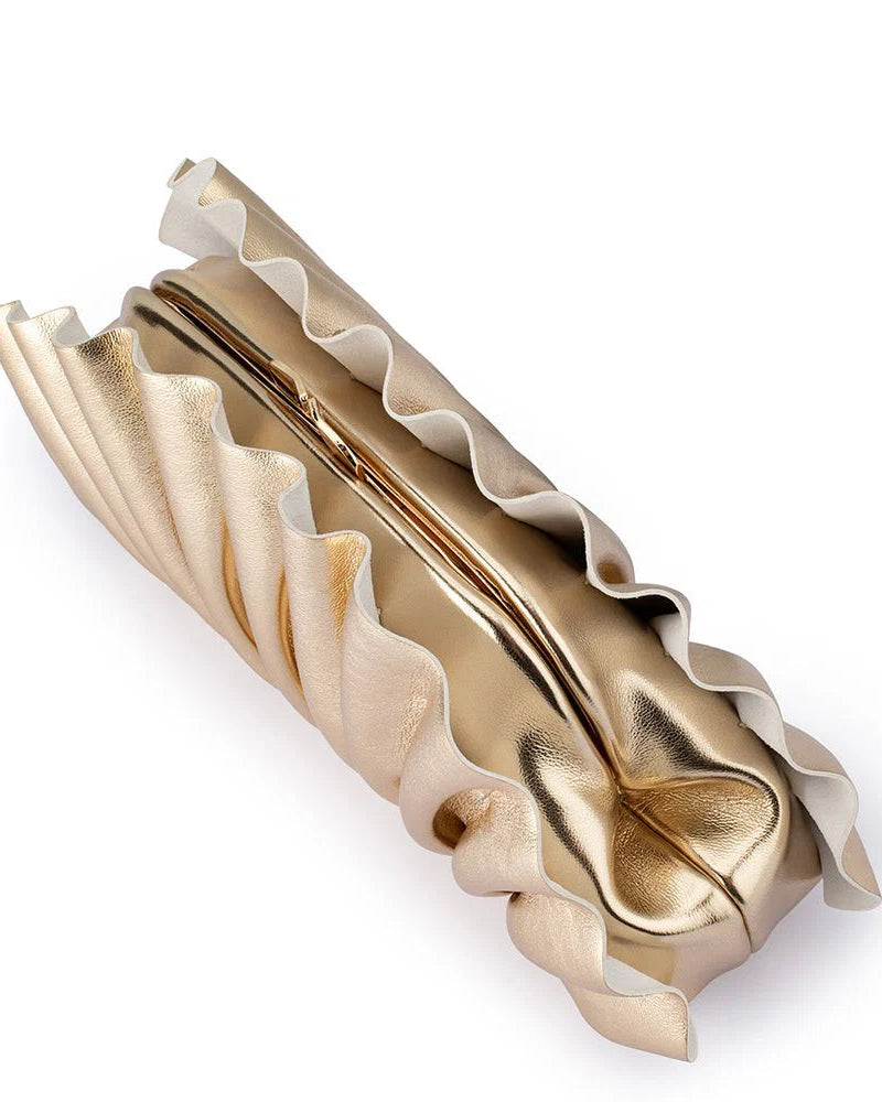 Hollie Pleated Clutch – Gold