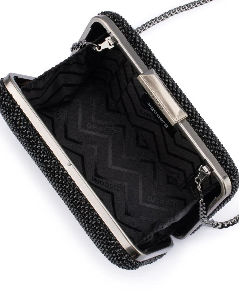 Ronny Crystal Mesh Clutch – Black