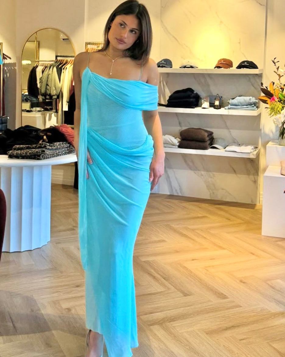 Danka Asym Maxi Dress - Turquoise