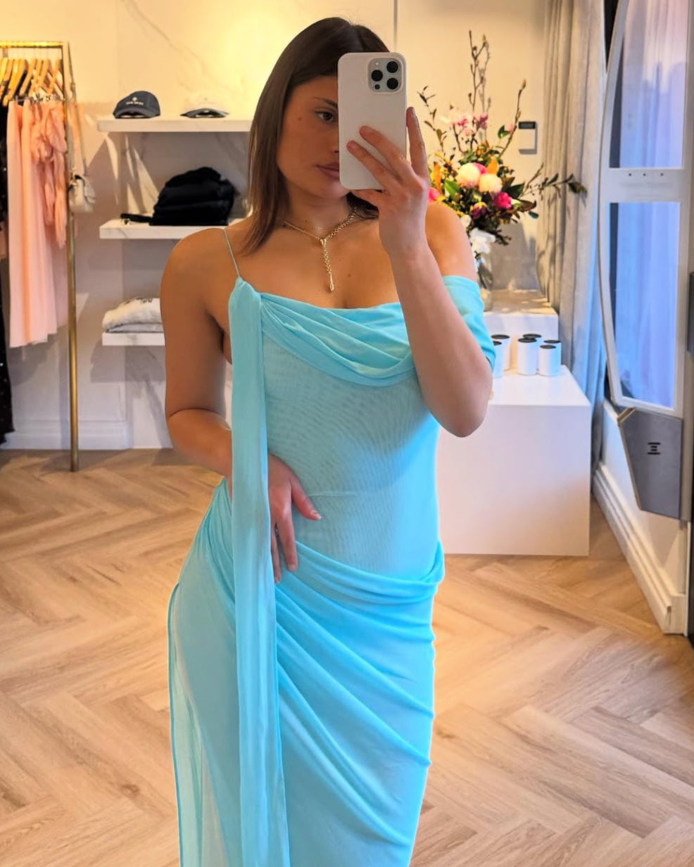 Danka Asym Maxi Dress - Turquoise