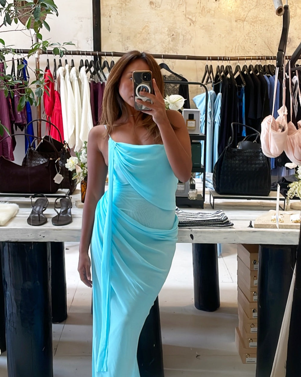 Danka Asym Maxi Dress - Turquoise