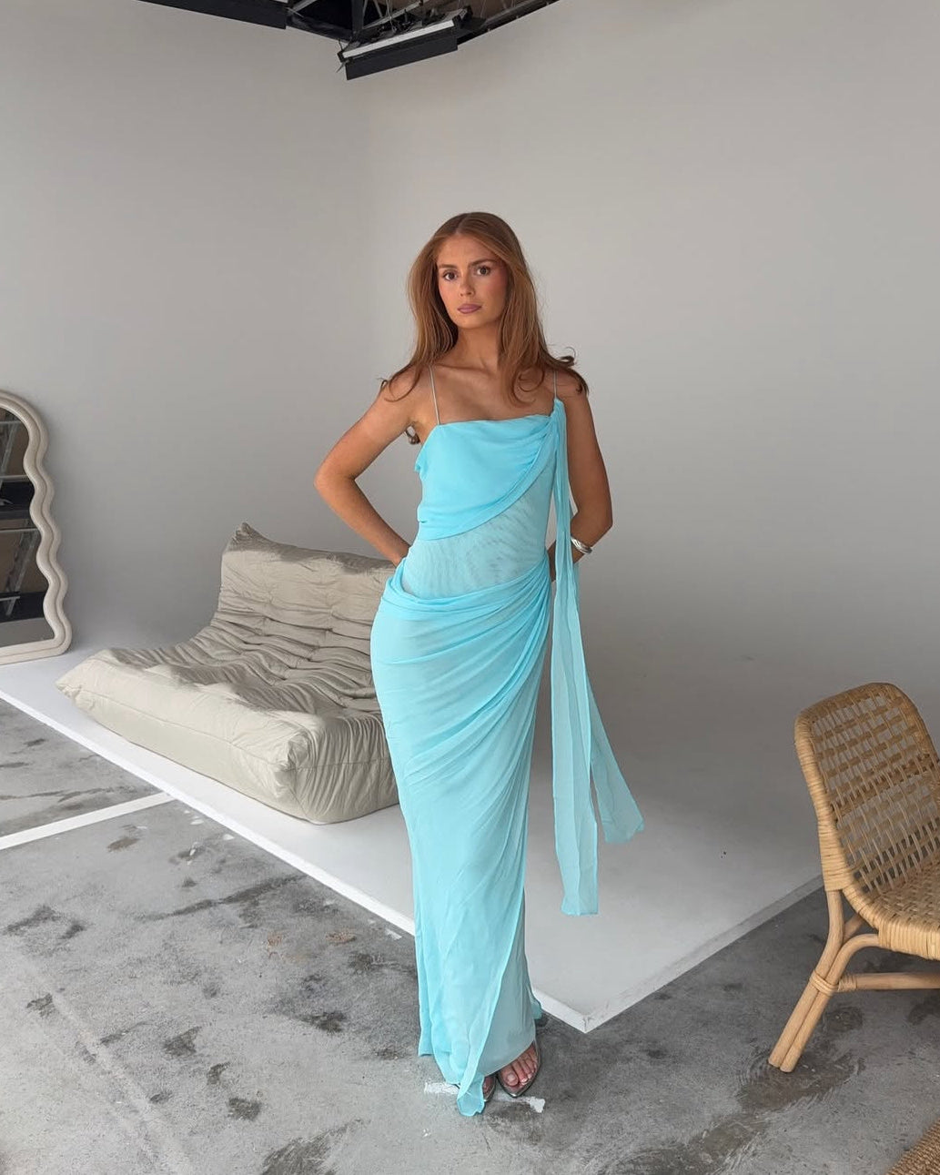 Danka Asym Maxi Dress - Turquoise