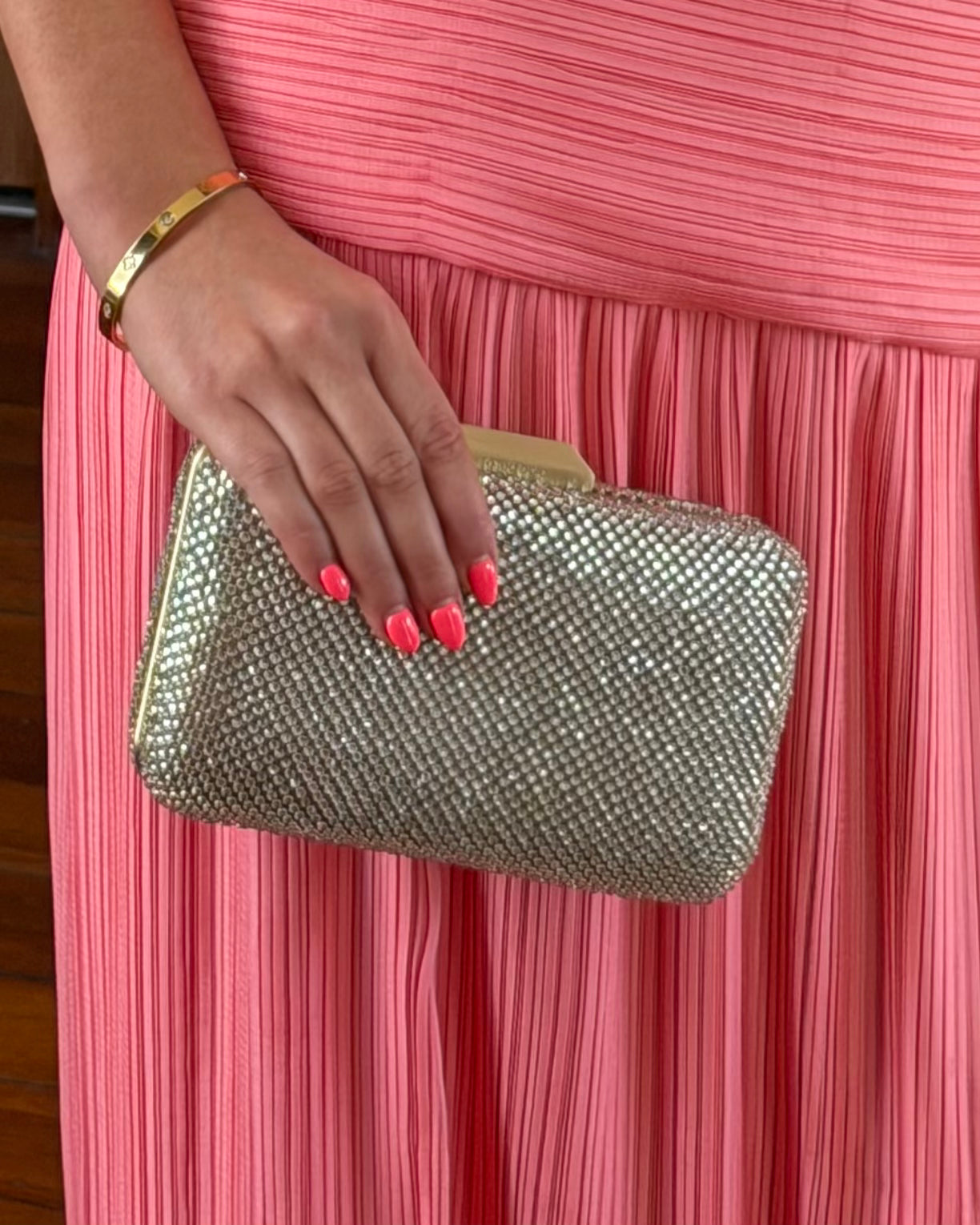 Ronny Crystal Mesh Clutch – Champagne
