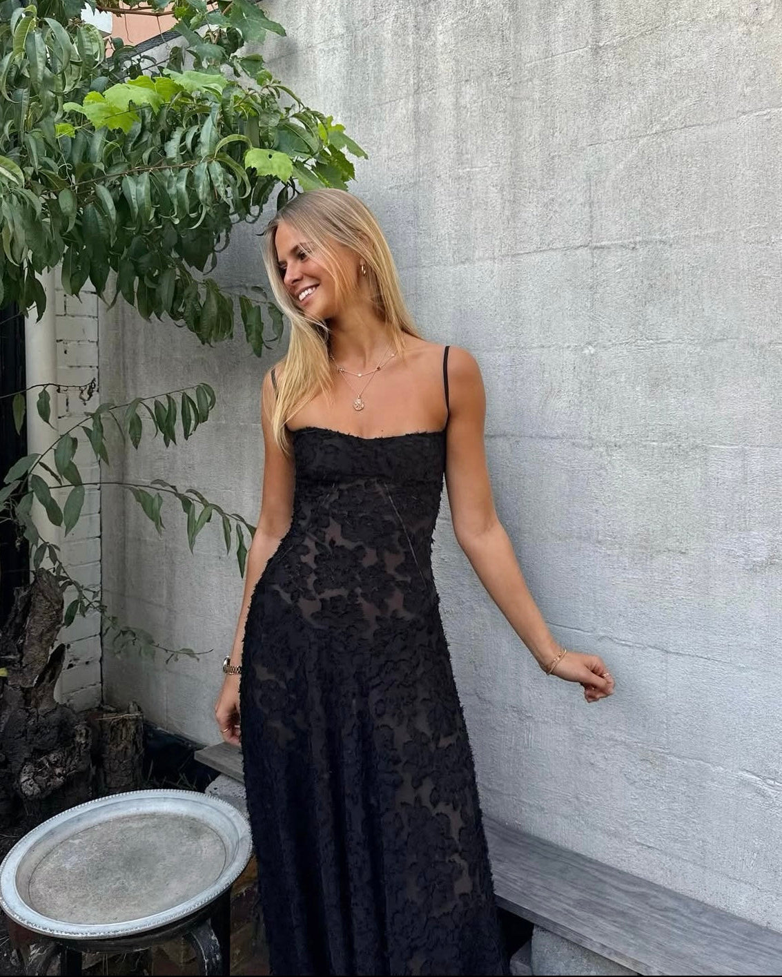 Seren Black Lace Maxi Dress