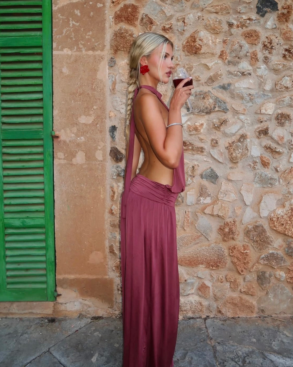 Reef Backless Dress - Berry