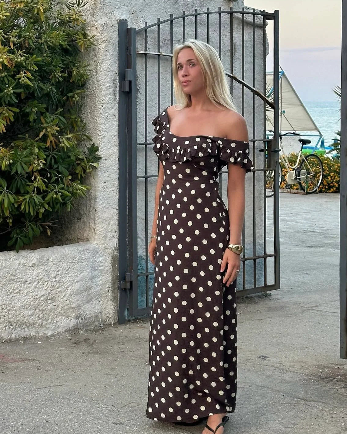 Luna Dress - Brown/ Yellow