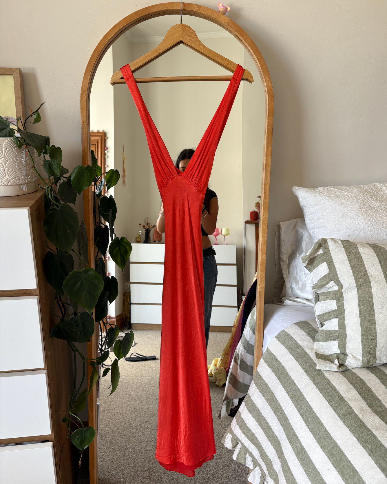 For Sale: Milo Plunged Midi Dress - Hibiscus