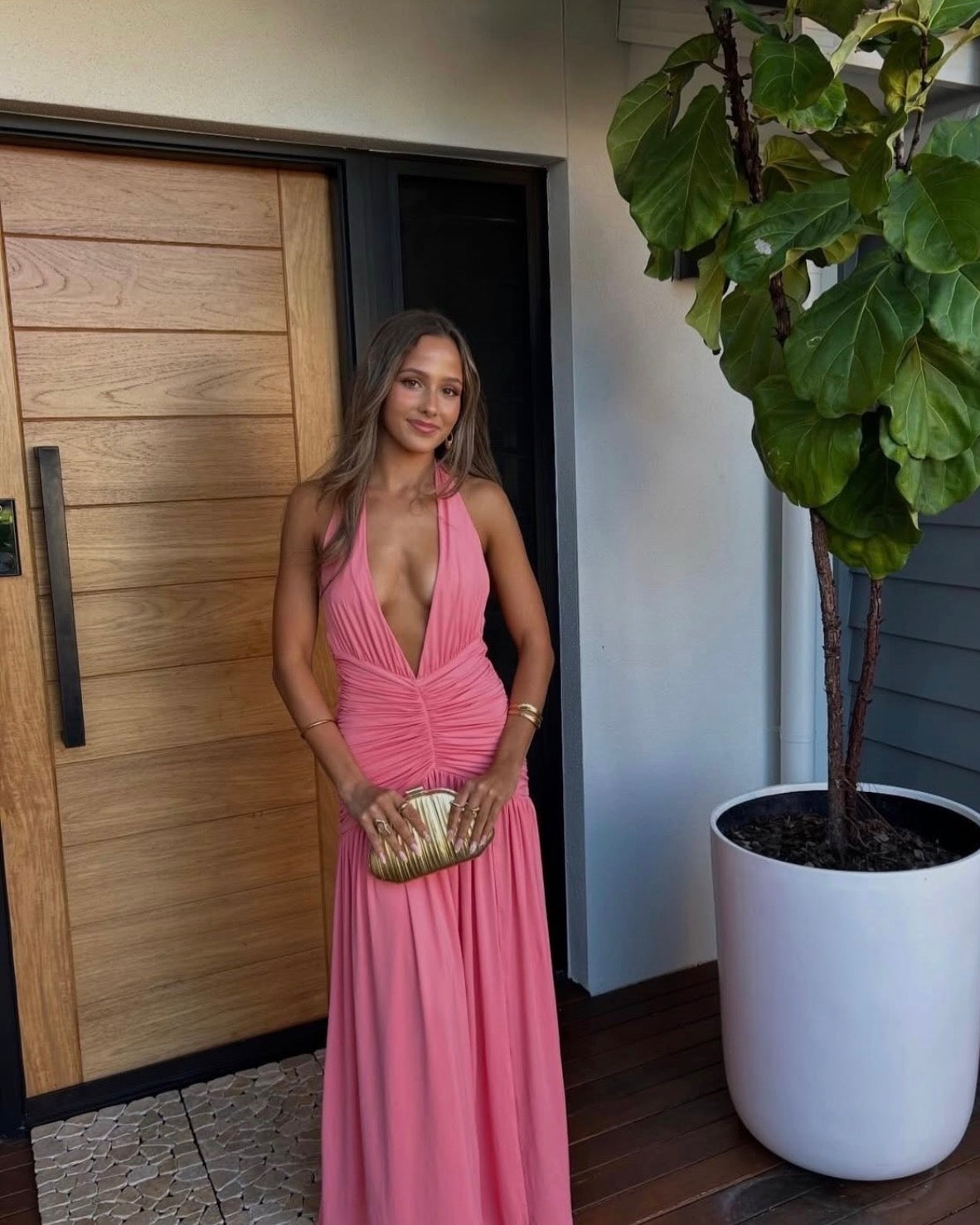 Melania Maxi Dress - Coral Pink