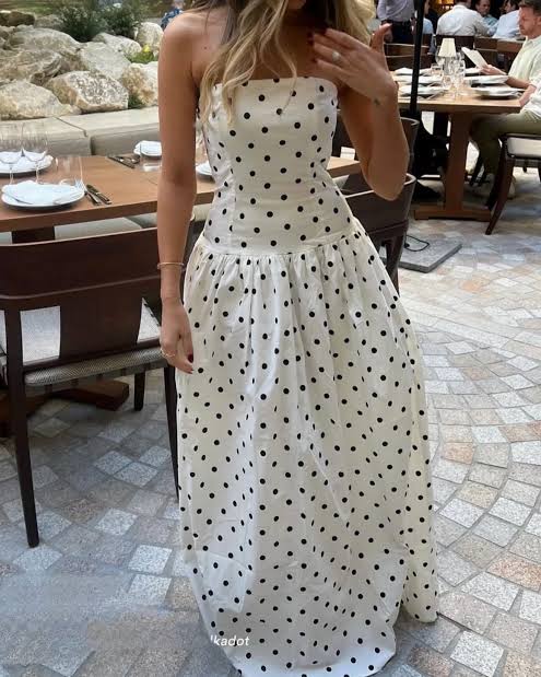Andorra Maxi Dress - White Polkadot