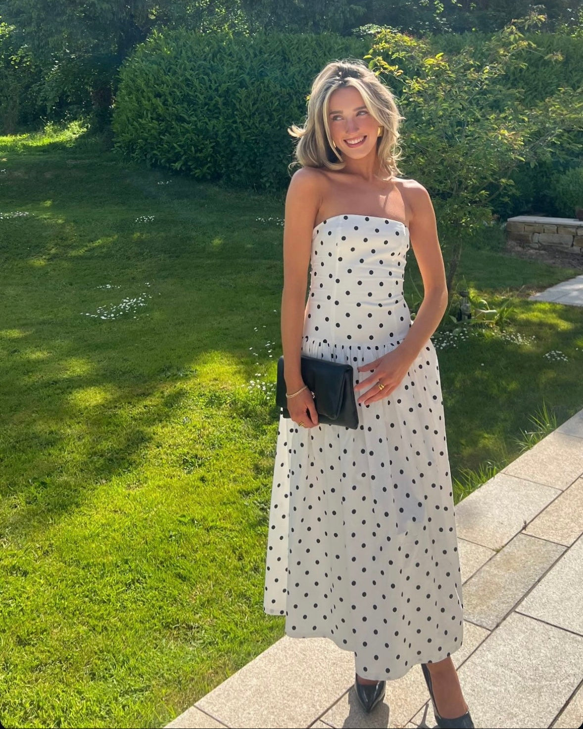 Andorra Maxi Dress - White Polkadot