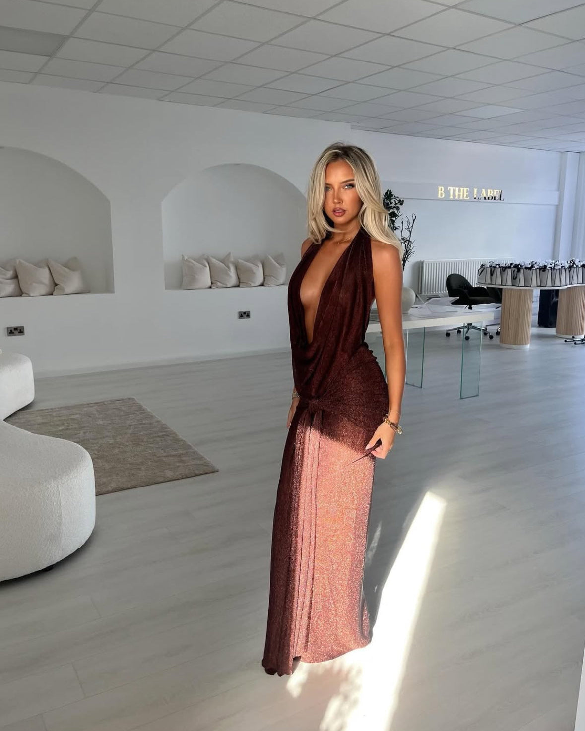 For Sale: Cowl Tie Maxi Dress - Chainmail