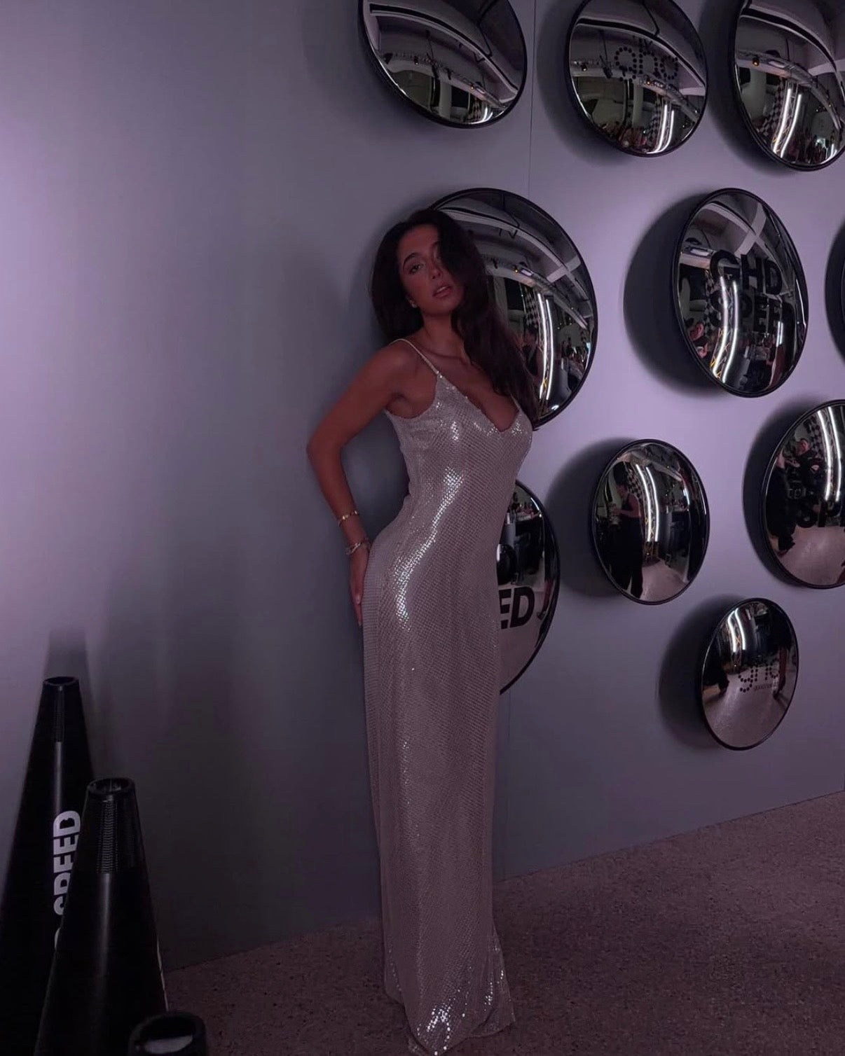 High Voltage Slip Dress - Nude Silver
