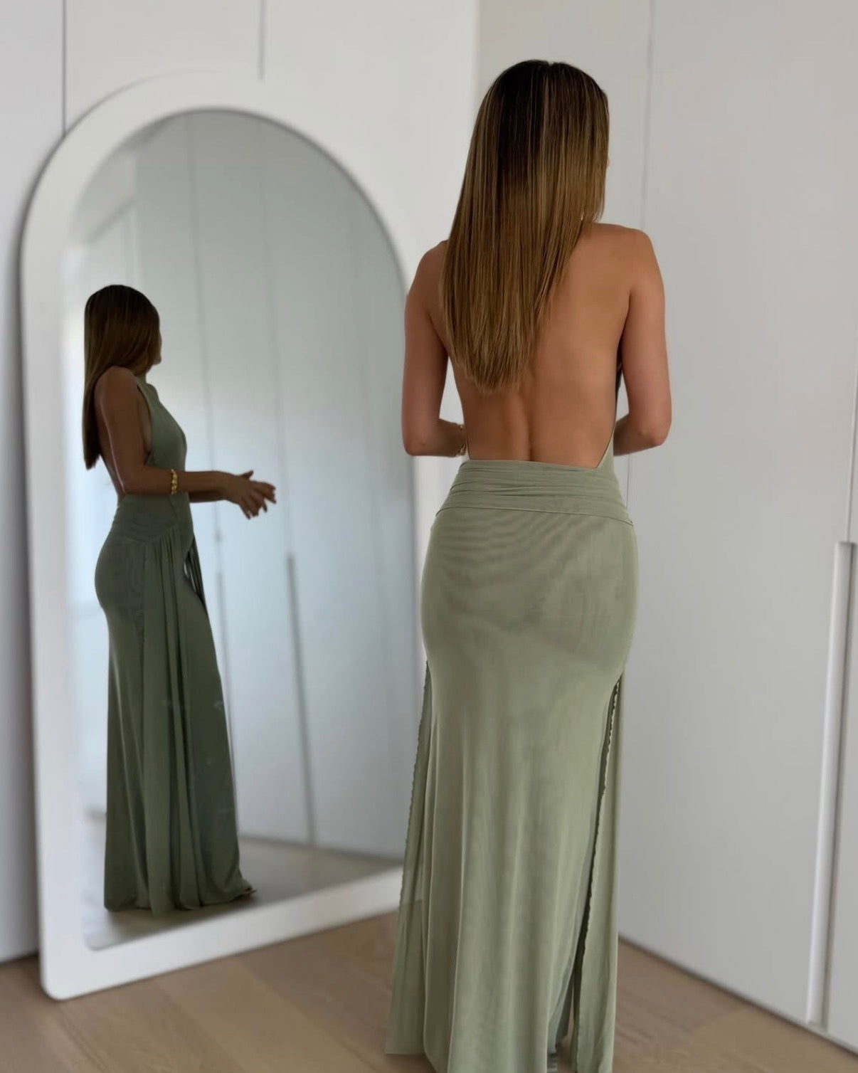 Juniper Halter Maxi Dress - Pistachio