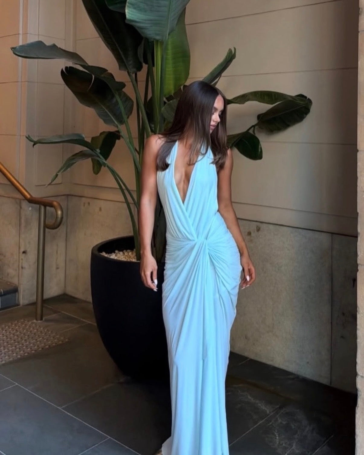 Clementine Twist Dress in Arctic Blue