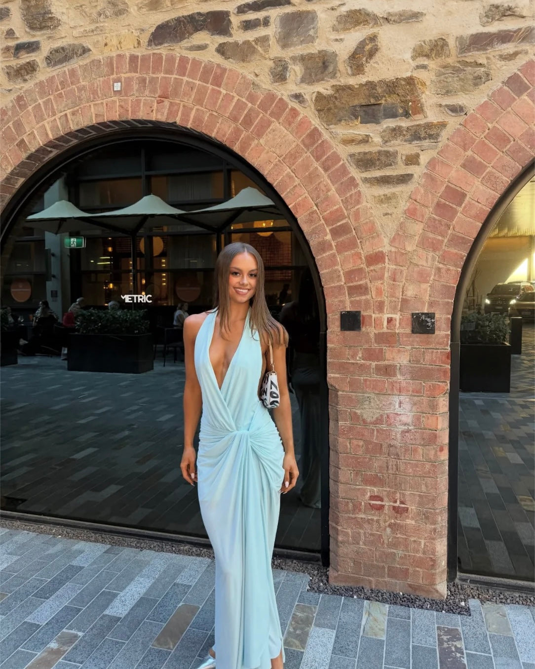 Clementine Twist Dress in Arctic Blue