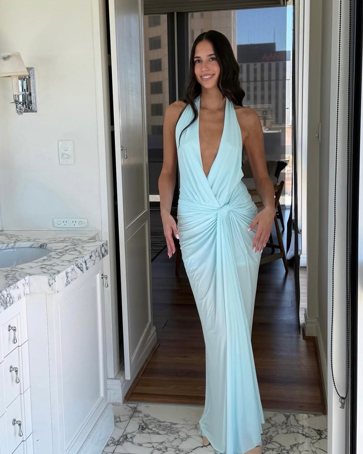 Clementine Twist Dress in Arctic Blue