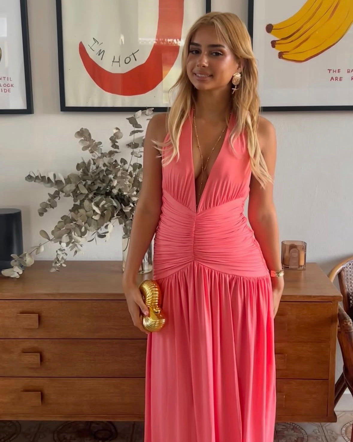 Melania Maxi Dress - Coral Pink