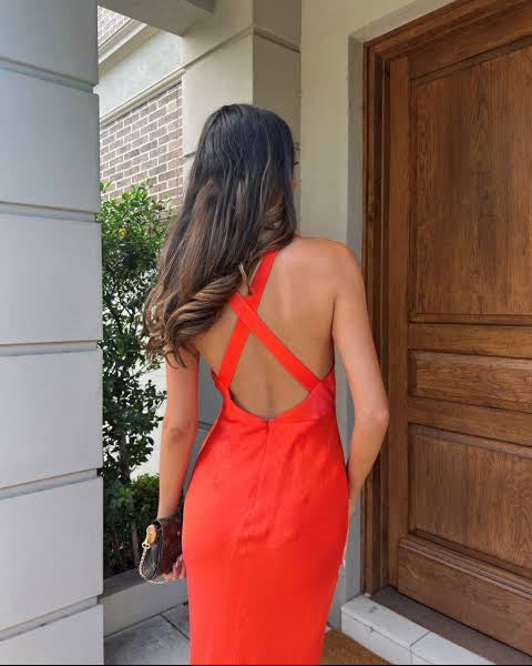 For Sale: Milo Plunged Midi Dress - Hibiscus