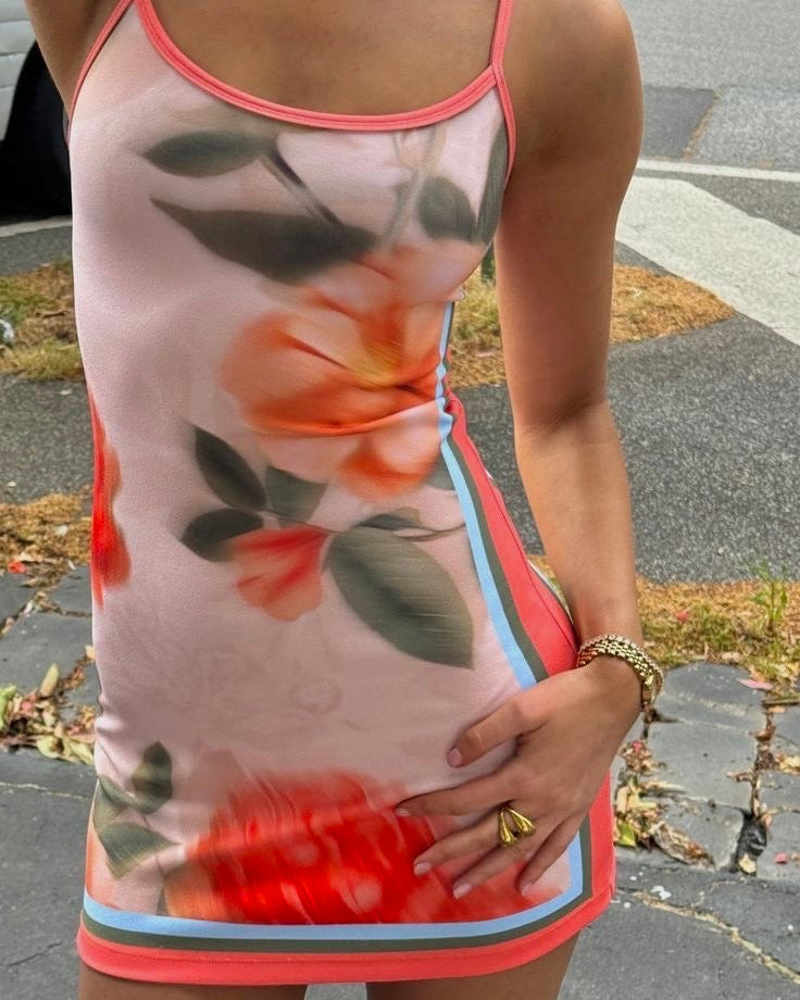 Mini Dress - Peach Floral