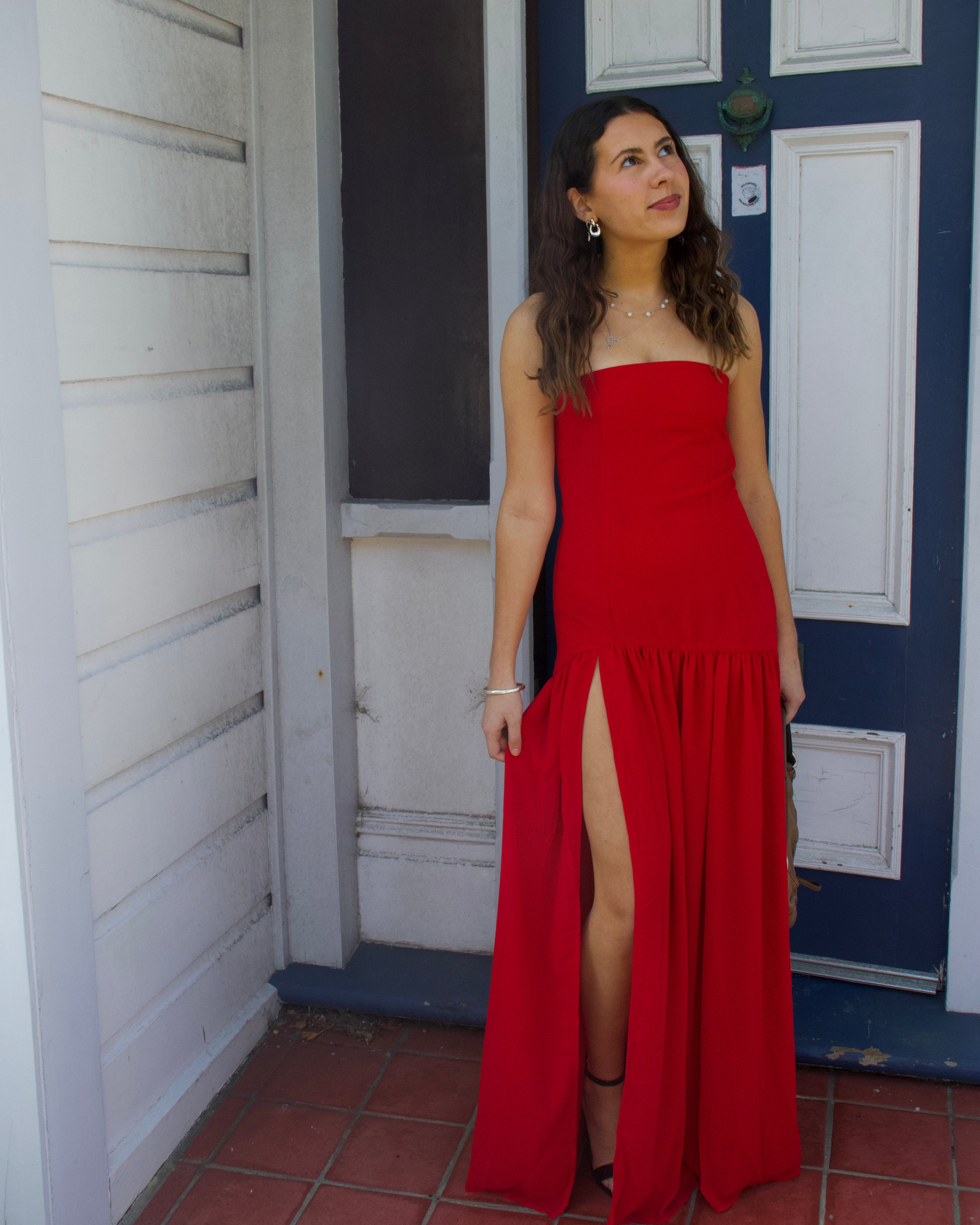 Eden Strapless Maxi Dress - Red