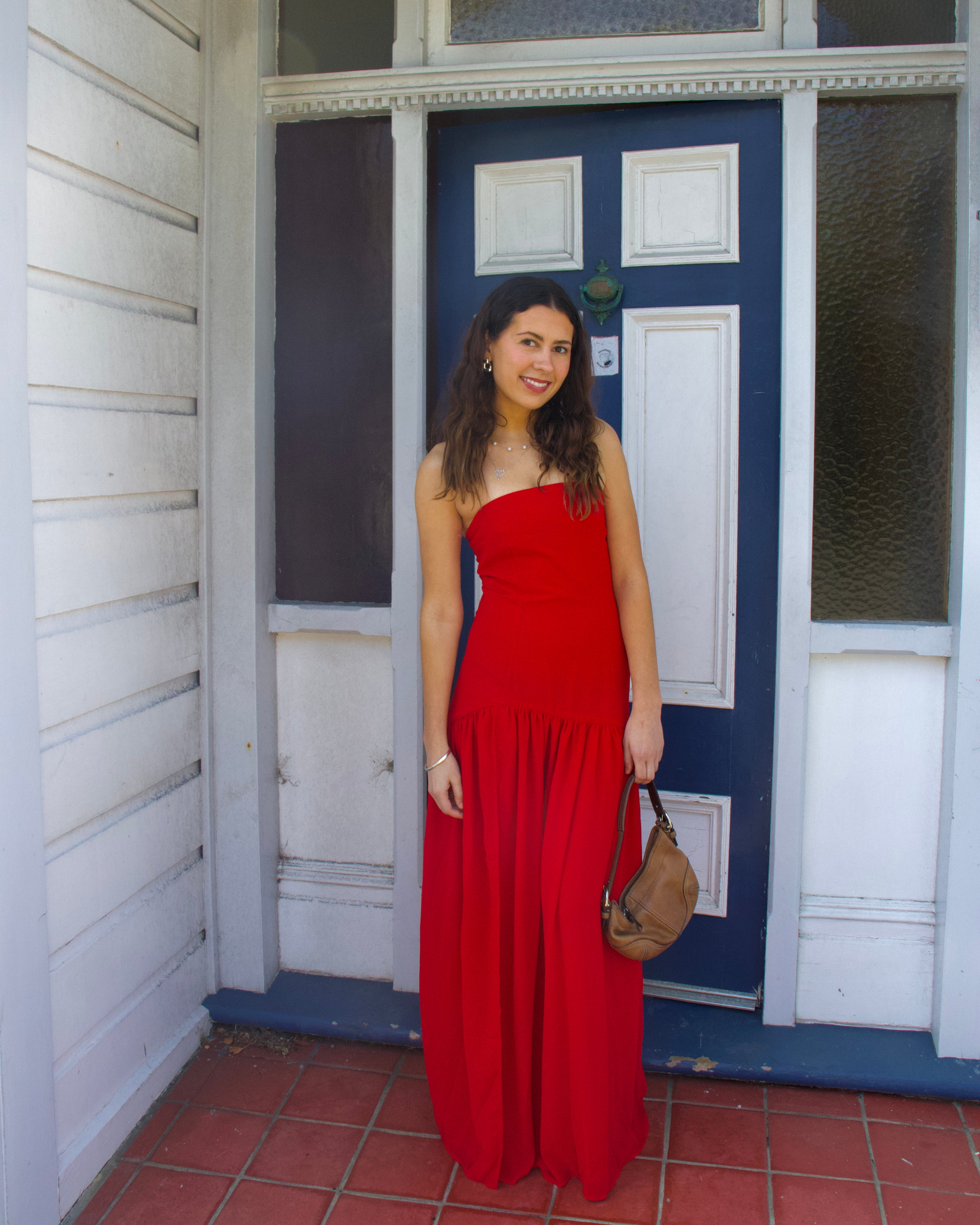 Eden Strapless Maxi Dress - Red