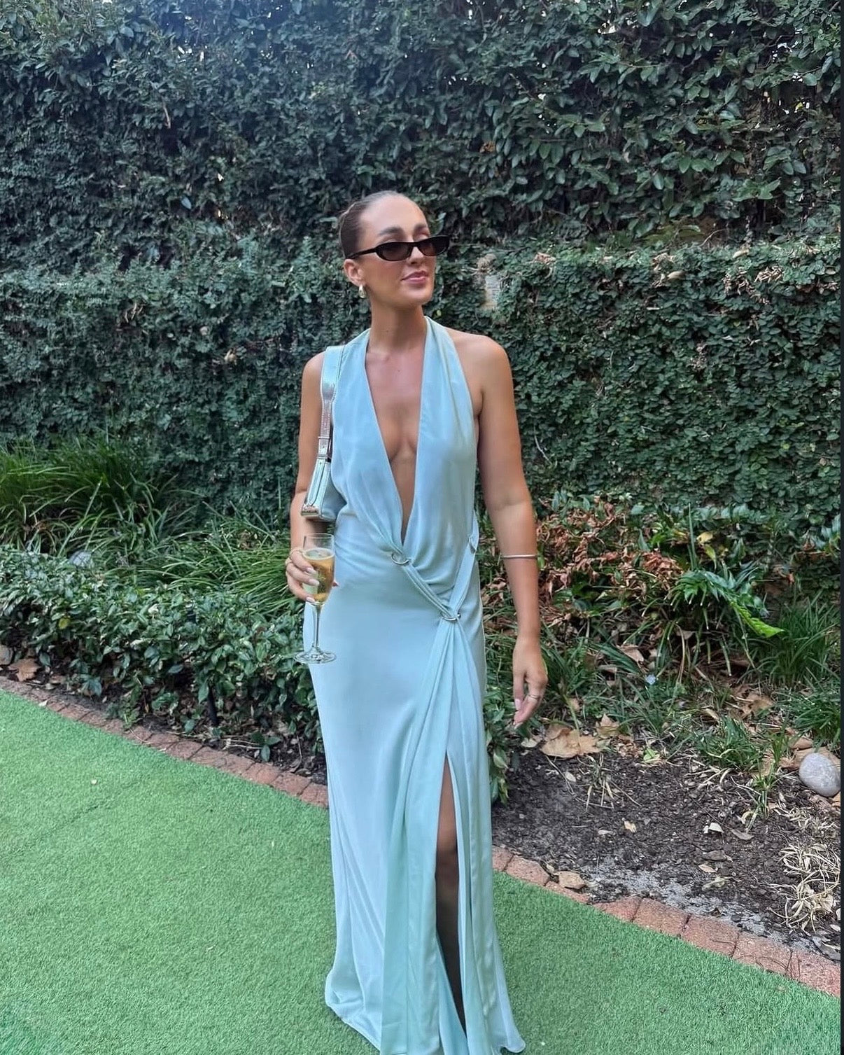 Harlow Satin Dress - Ice Blue