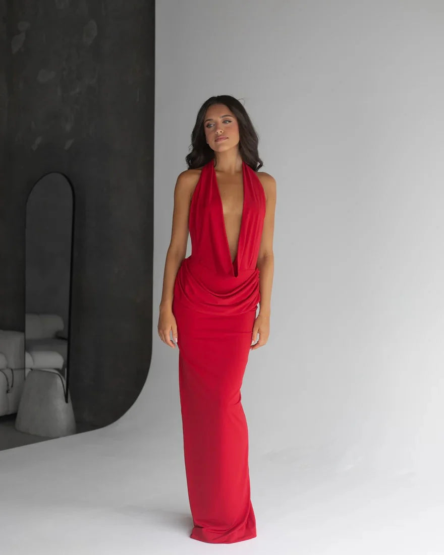 Vanessa Jersey Dress - Cherry