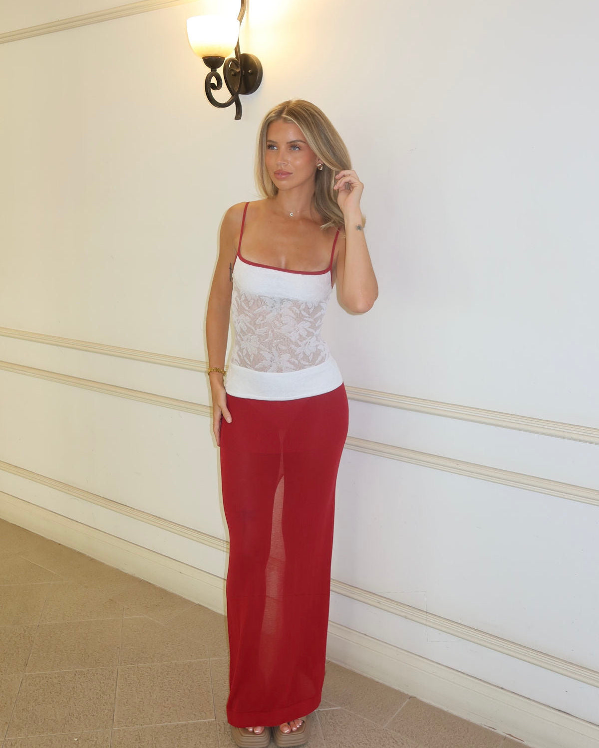 Alfie Knit Maxi Dress - Red