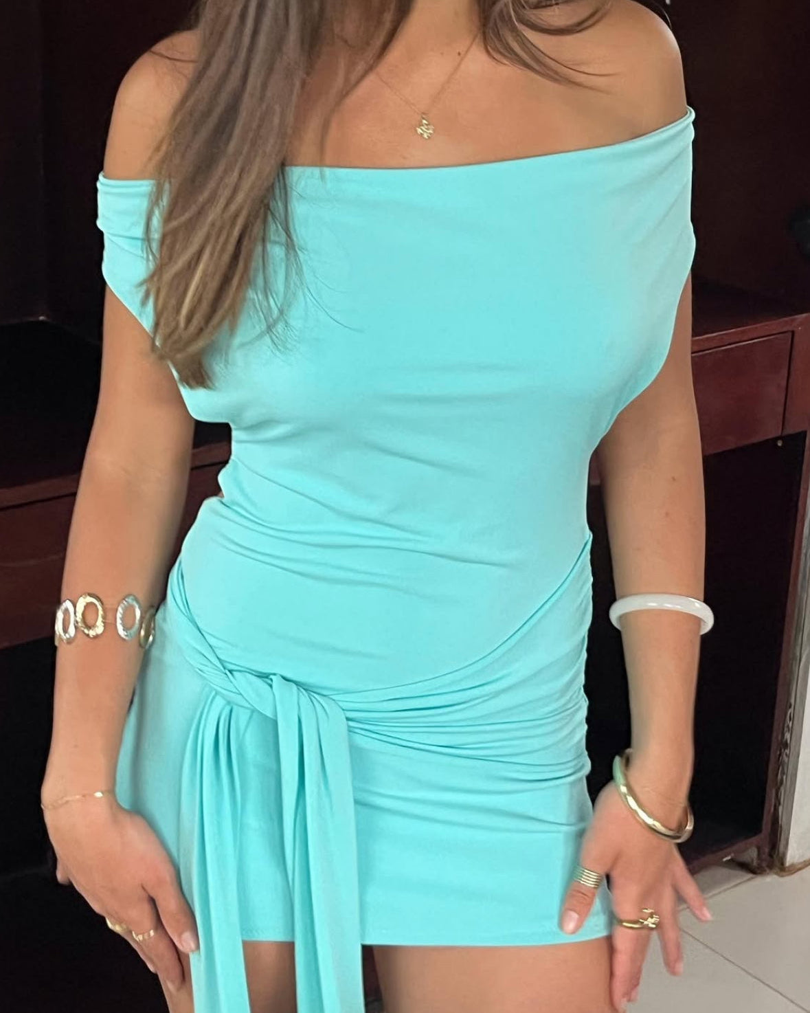 Olivia Mini Dress - Aqua