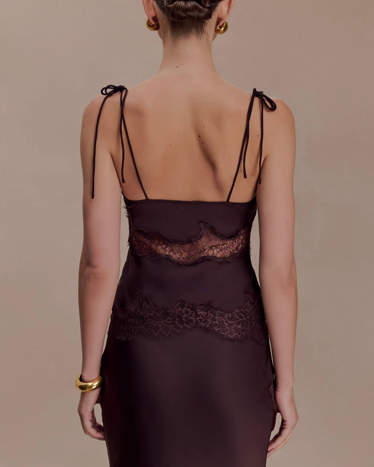 Nina Satin and Lace Set - Chocolate