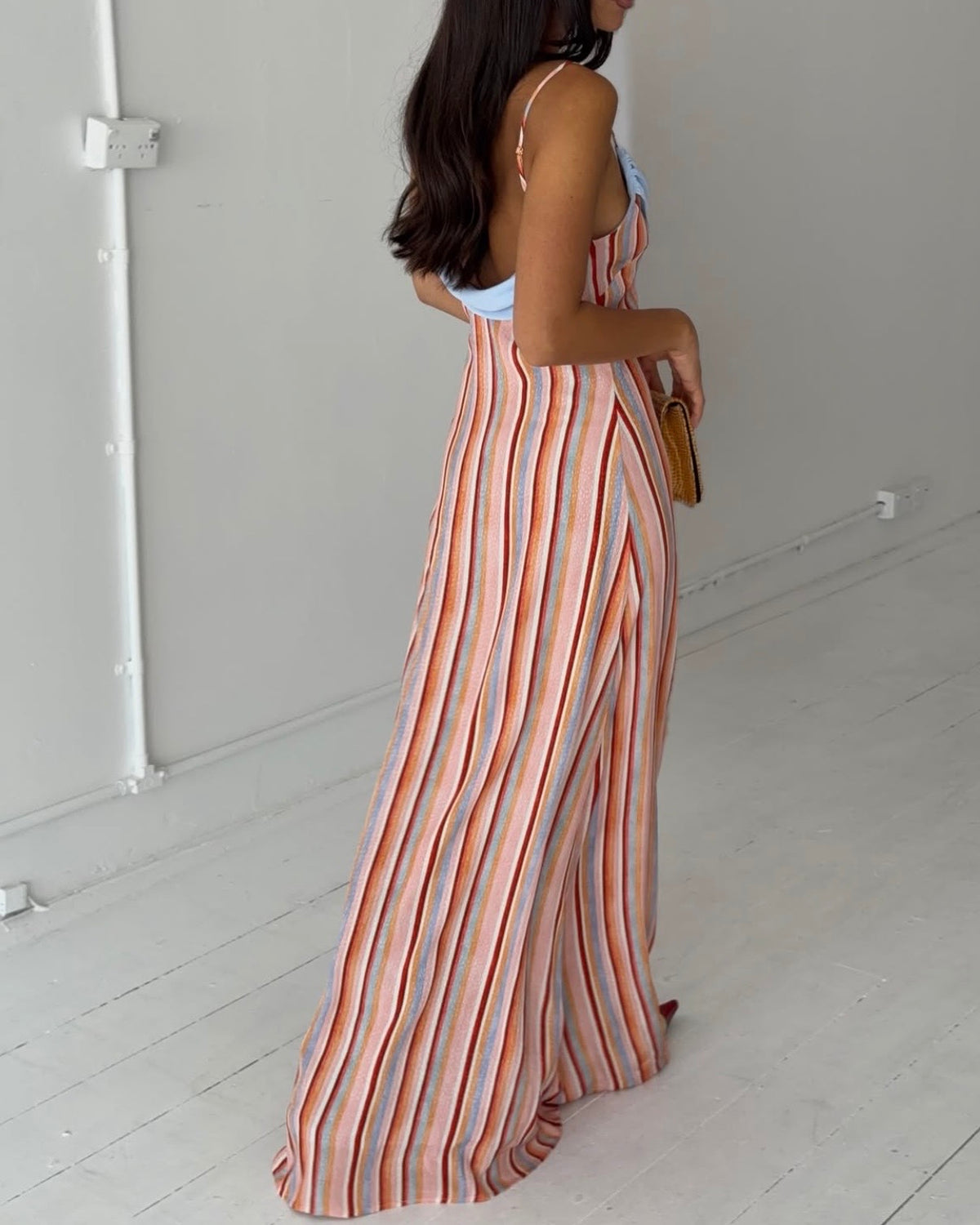 Draped Slip Dress - Blush Stripe