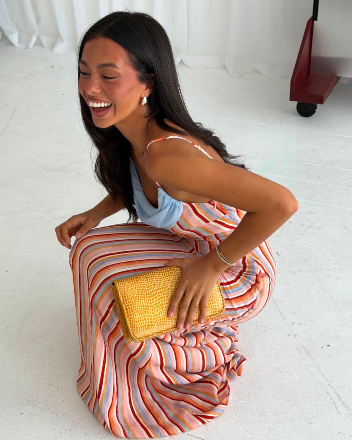 Draped Slip Dress - Blush Stripe