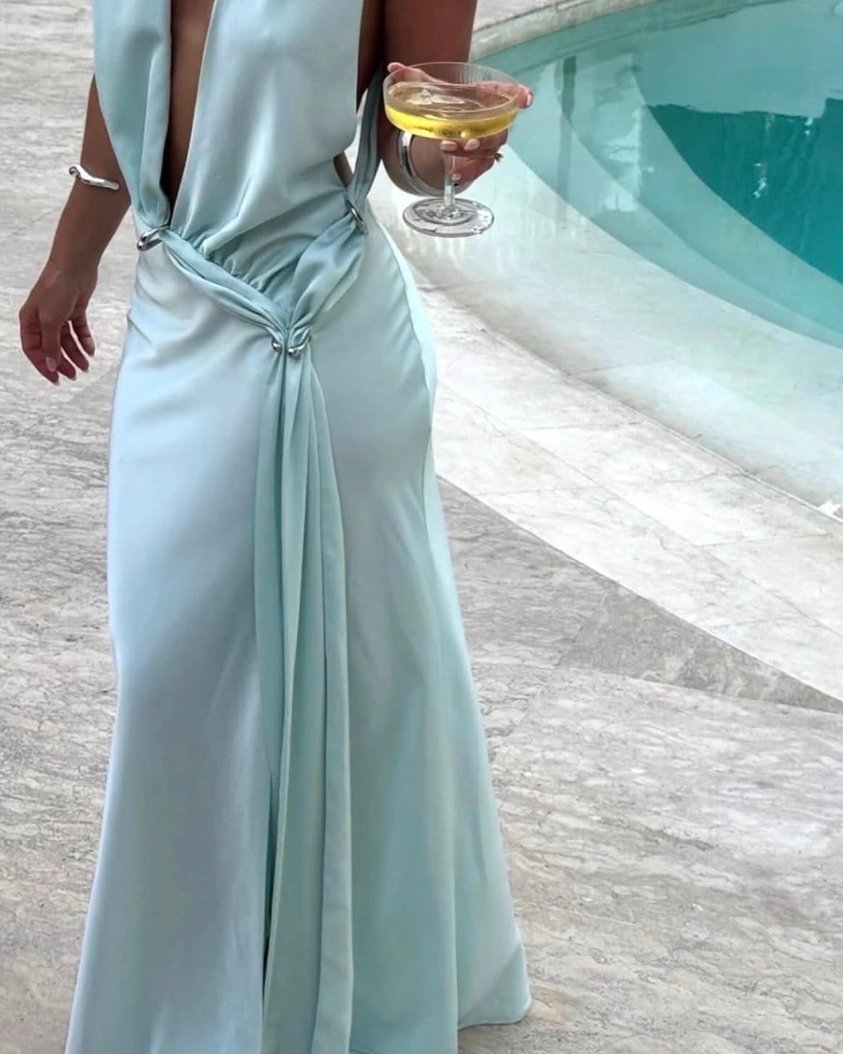 Harlow Satin Dress - Ice Blue