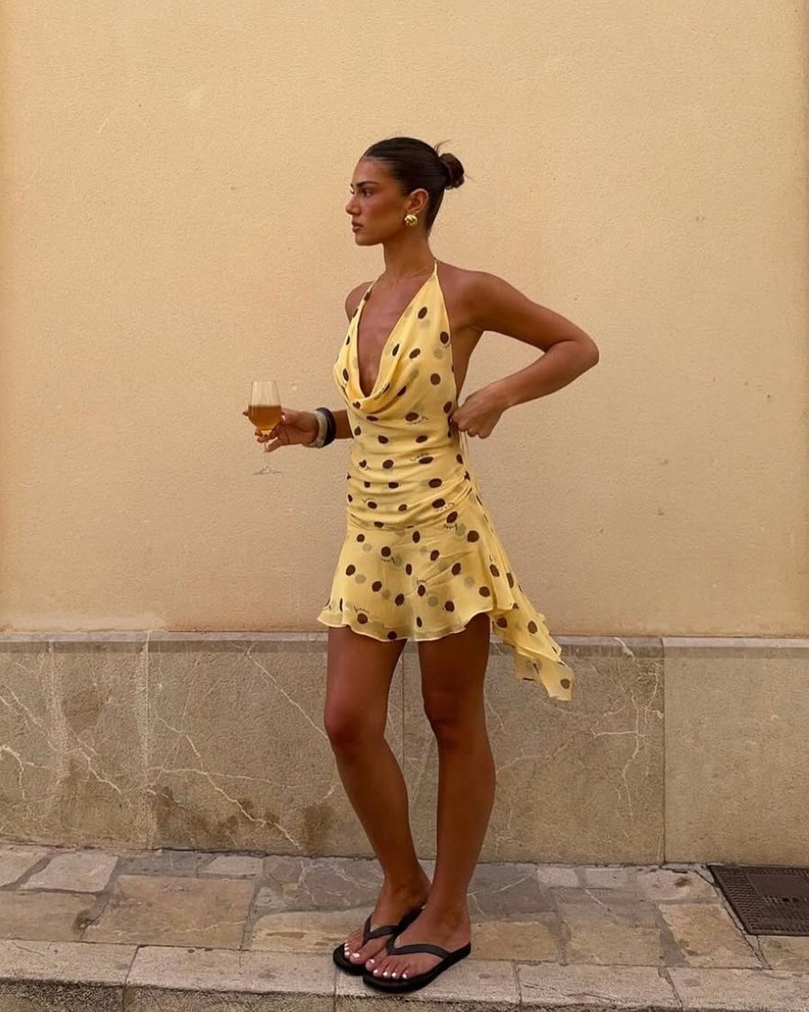 Harlow Halter Dress - Butter Spot