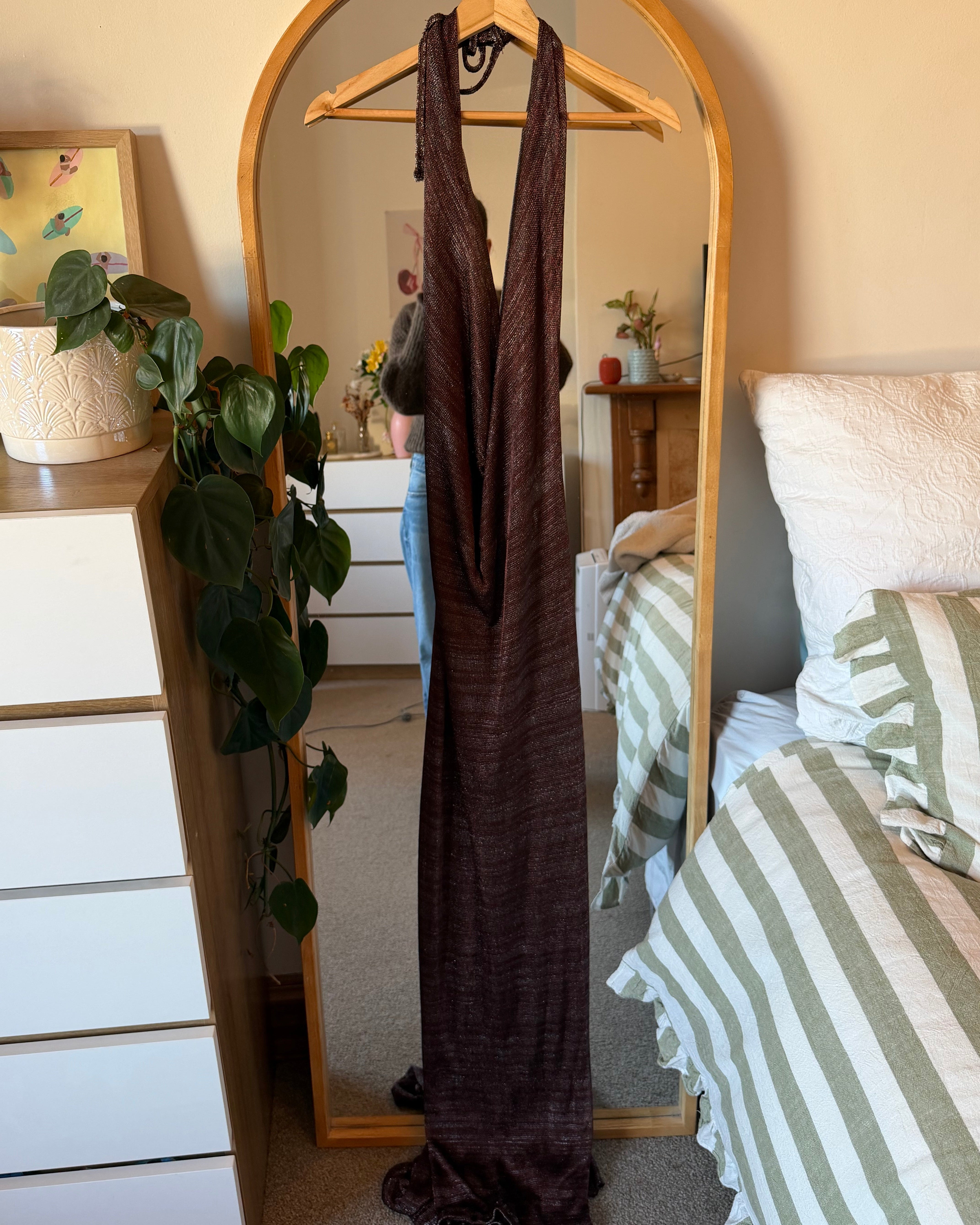 For Sale: Cowl Tie Maxi Dress - Chainmail