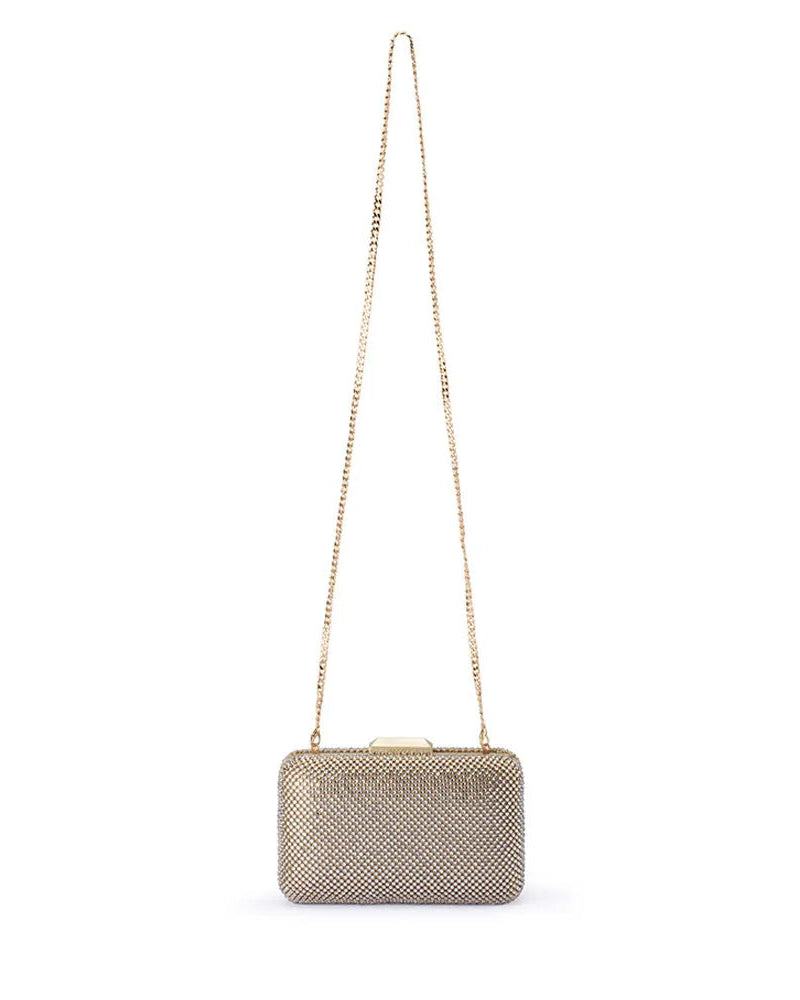 Ronny Crystal Mesh Clutch – Champagne