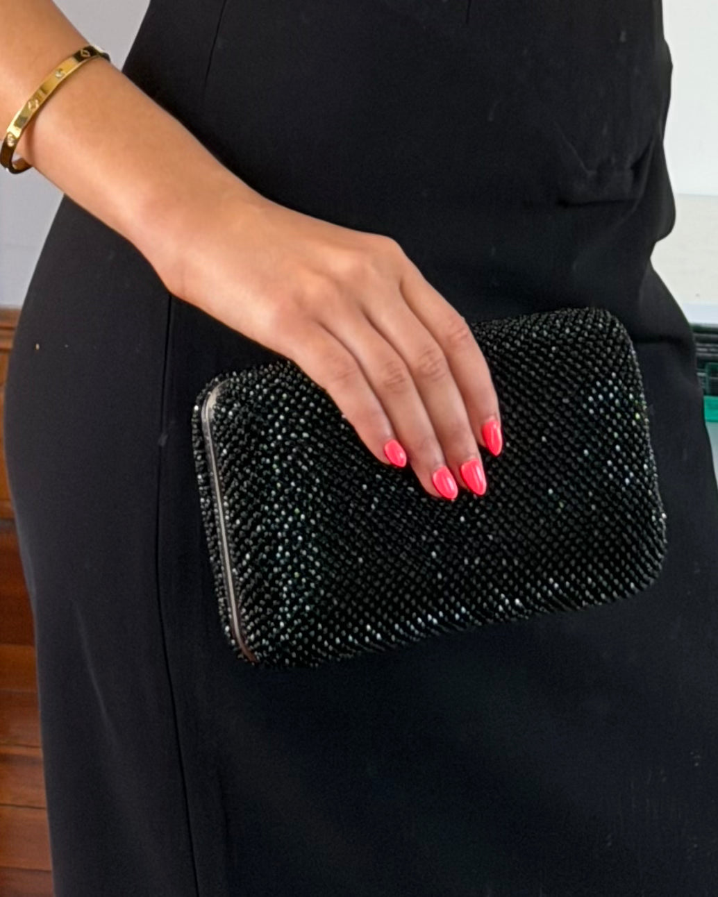 Ronny Crystal Mesh Clutch – Black