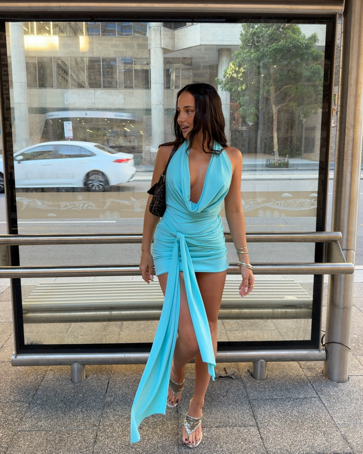 Olivia Mini Dress - Aqua